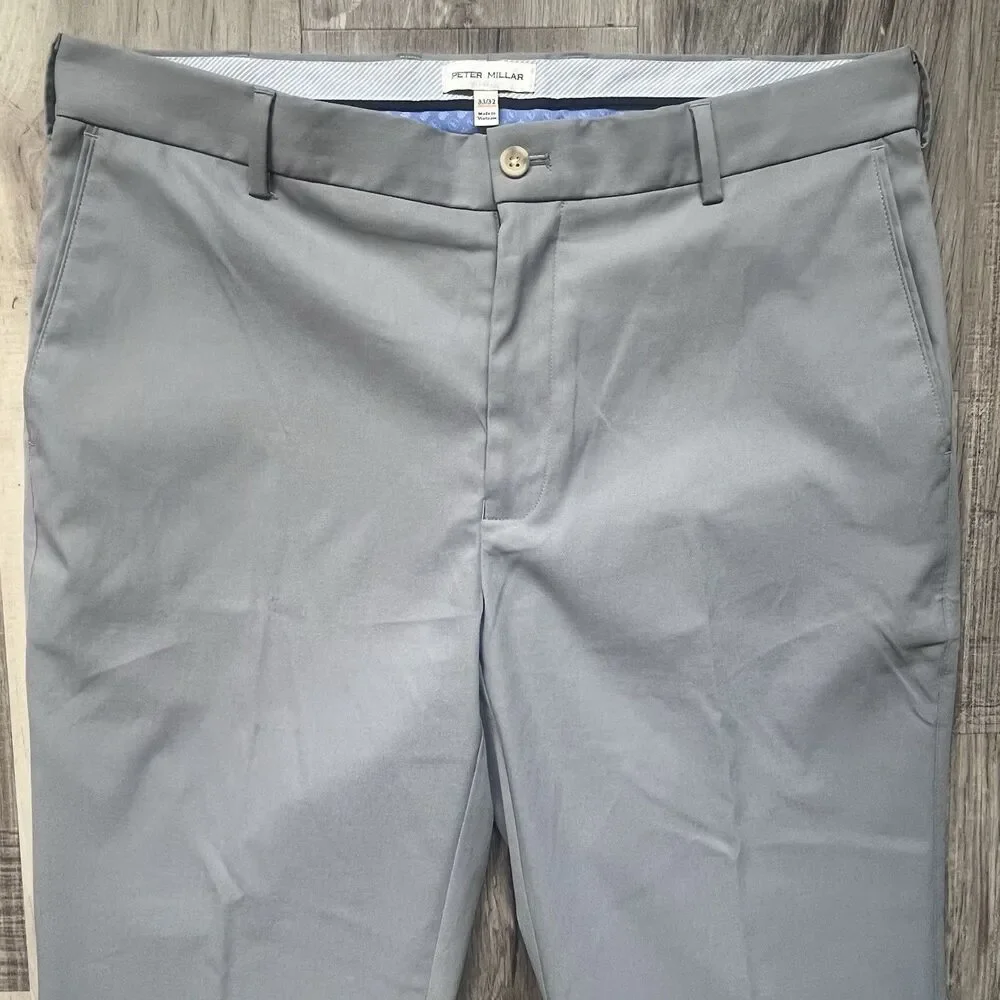 Peter Millar Men's *33 X 30* Light Gray Crown Sport Raleigh Performance Trouser